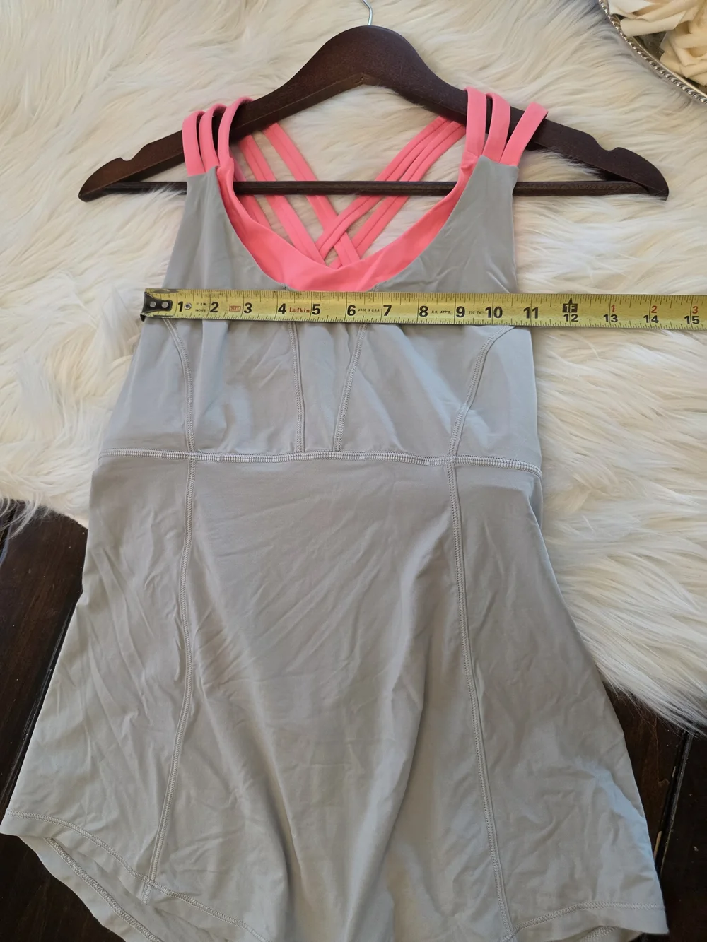 Lululemon Grey Beat The Heat Tank Top With Pink Strappy Built In Sports Bra